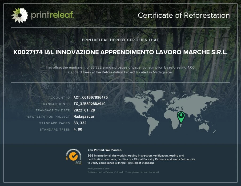PrintReleaf - IAL Marche conferma il suo impegno nella tutela del pianeta